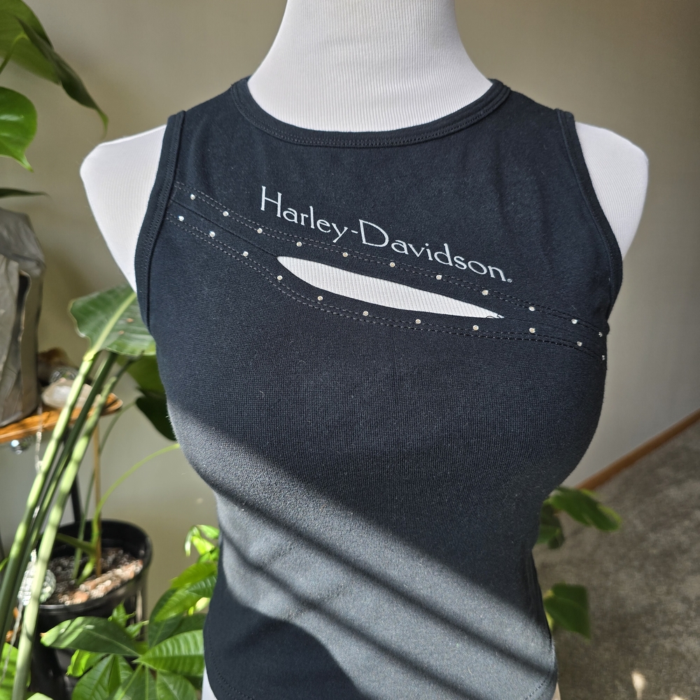 Harley-Davidson Black Fitted Cut Out Tank Top